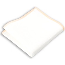 1001 Kravat Bej Renkli Kenar Çizgili 33X33 cm Ölçülerinde Keten Cep Mendili