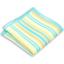 1001 Kravat Yeşil Çizgili 33X33 cm Ölçülerinde Keten Cep Mendili