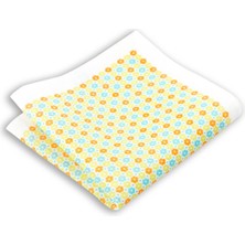 1001 Kravat Çiçek Desenli Yeşil Renkli 33X33 cm Ölçülerinde Keten Cep Mendili