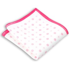 1001 Kravat Çiçek Desenli Pembe Renkli 33X33 cm Ölçülerinde Keten Cep Mendili