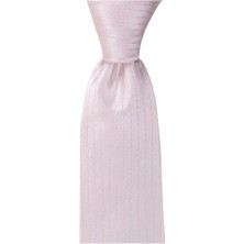 1001 Kravat Ince Bej Çizgili 8 cm Genişliğinde Kravat