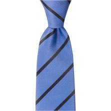1001 Kravat Mavi Çizgili 8 cm Genişliğinde Kravat