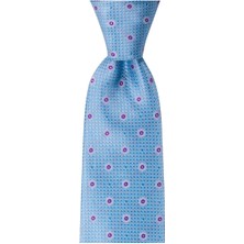 1001 Kravat Açık Mavi Desenli 8 cm Genişliğinde Kravat