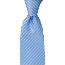 1001 Kravat Açık Mavi Çizgili 8,2 cm Genişliğinde Kravat