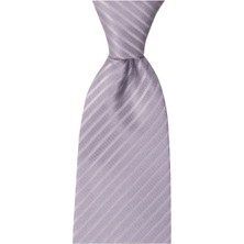 1001 Kravat Açık Gri Çizgili 8,2 cm Genişliğinde Kravat