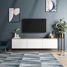 BMdekor TV Sehpası Duvara Asma Norm Meşe Beyaz 160 cm