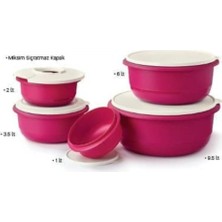 Tupperware Mega Miksim 5'li Tam Set Fuşya Özel Kapak
