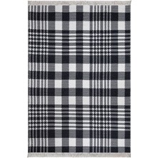 Duo Beyaz Siyah Çift Taraflı Yıkanabilir Dokuma Kilim 22991A