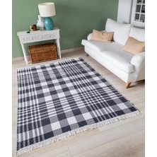 Duo Beyaz Siyah Çift Taraflı Yıkanabilir Dokuma Kilim 22991A