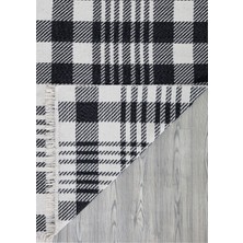 Duo Beyaz Siyah Çift Taraflı Yıkanabilir Dokuma Kilim 22991A