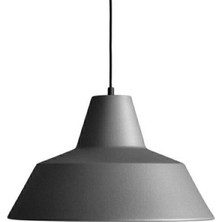 Riolight retro,vintage mutfak,oda,cafe,oteller için gri 1xe27 metal sarkıt avize çap:24cm