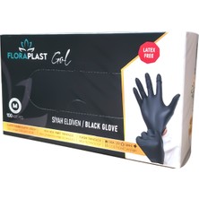 Floraplast Glove S Beden Tpe/pe Poşet Siyah Elastik Eldiven 100 Adet