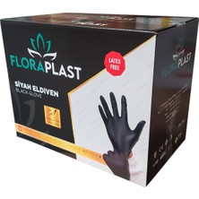 Floraplast Glove L Beden Tpe/pe Poşet Siyah Elastik Eldiven 100 Adet