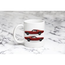 Pazariz Kırmızı Mustang 2 Yandan Kupa Bardak Kişiye Özel