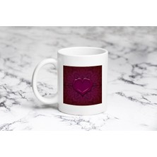 Pazariz Kırmızı Kalp Kupa Bardak Kişiye Özel