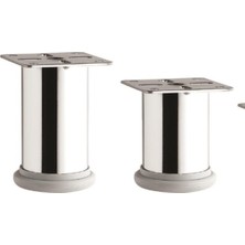 Aron Hırdavat 4 Adet Ayarlanabilir Gri Pingolu Krom Mobilya Dolap Ayağı Metal (4 Adet) 12CM