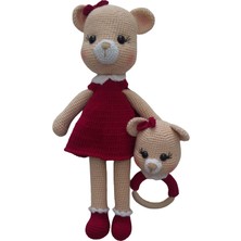 Oyuncak Park Tatlı Ayıcık Uyku Arkadaşı ve Çıngırak Amigurumi Organik Oyuncak