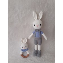 Oyuncak Park Papyonlu Şık Tavşan ve Çıngırak Amigurumi Organik Oyuncak