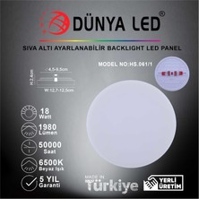 Dünya LED HS.061/1 18W Sıva Altı Backlight LED Panel 6500K Beyaz Işık