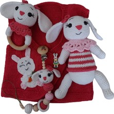 Oyuncak Park Yeni Doğan Sevimli Tavşan Seti 4 Parça Amigurumi Organik Oyuncak