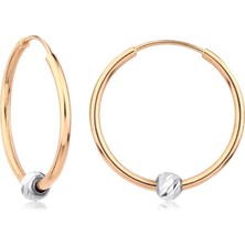 İryum 14 Ayar Dorikalı Halka Küpe (Çapı: 2.1 Cm)