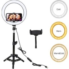 My Teknoloji Youtuber LED Selfie Işığı Telefon Tutuculu Tripod 10 Inç 210 cm Siyah