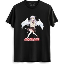 Alfa Tshirt Angel Beats Resim Baskılı Çocuk Siyah Tshirt