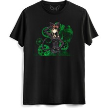 Alfa Tshirt Steins;gate Resimli  Çocuk Siyah Tshirt