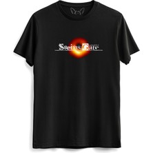 Alfa Tshirt Steins;gate Tasarımlı Resimli Baskılı Çocuk Siyah Tshirt