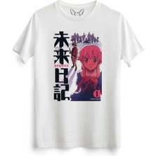 Alfa Tshirt Mirai Nikki Resimli Baskılı Çocuk Beyaz Tshirt