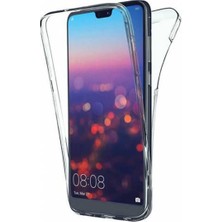 CoverZone Huawei Y5 Prime 360 Tam Koruma Ön Arka Silikon Kılıf Şeffaf