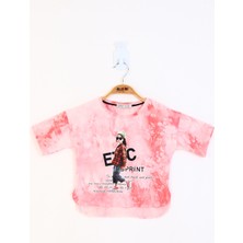 Toontoy Kids Ghada Büyük Beden Pudra Mıcky Fare Baskılı Taşlı Kadın T-Shirt