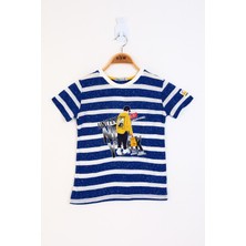 Toontoy Kids Sweater Lacivert Yıldız Desenli Taşlı Kadın T-Shirt