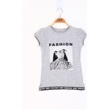 Toontoy Kids Toontoy Kız Çocuk Şerit Detaylı Baskılı Tişört