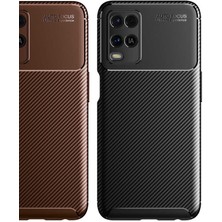 Fibaks Oppo A54 Kılıf Rugged Armor Darbe Emici Uzun Ömürlü Dayanıklı Parmak İzi Yapmaz Karbon Tasarım Negro Silikon Kapak