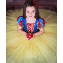 Peoniakids Kız Çocuk Sarı Kabarık Pelerin ve Taç Pamuk Prenses Kostümü - Pamuk Prenses Elbisesi