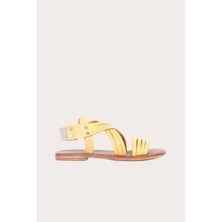 Bueno Shoes Sarı Deri Kadın Düz Sandalet