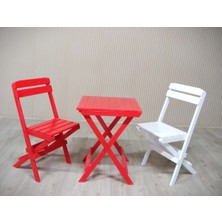 Alyans Bebek Mobilyaları Ahşap Katlanır Masa-Sandalye Takım (Kırmızı-Beyaz)