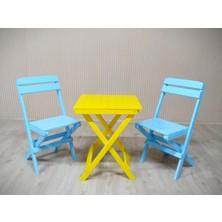 Alyans Bebek Mobilyaları Ahşap Katlanır Masa-Sandalye Takım (Sarı-Mavi)