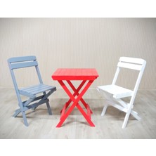 Alyans Bebek Mobilyaları Ahşap Katlanır Masa-Sandalye Takım (Kırmızı-Gri-Beyaz)