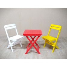Alyans Bebek Mobilyaları Ahşap Katlanır Masa-Sandalye Takım (Kırmızı-Beyaz-Sarı)