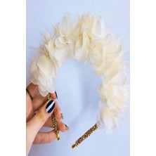 Bukalemun Company Kristal Işıltılı Şifon Çiçekli El Yapımı Taç