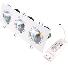 Horoz 3X10 Watt Cob LED Spot, 30WATT Hareketli Spot Güçlü Parlak Işık