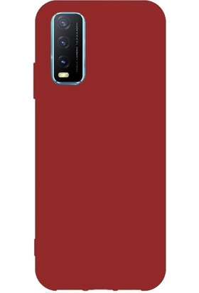 Teleplus Vivo Y20S Kılıf Biye Mat Silikon Kırmızı