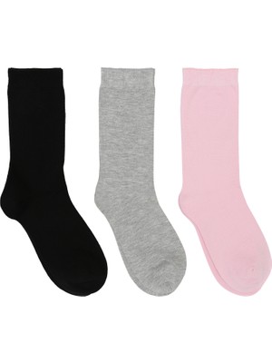 Moduna Göre Moda 3'lü Kadın Düz Soket Çorap Set