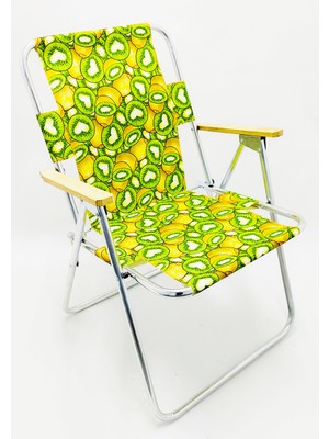 Hastunç Ahşap Kolçaklı Koyu Kivi Desenli Kamp Sandalyesi