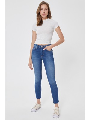 Lee Cooper Jacklin Yüksek Bel Dar Kesim Dar Paça Floyd Mid Kadın Jean Pantolon