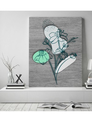 Bk Gift Minimal Çiçekler Tasarımlı Kanvas Tablo 50X70CM-3
