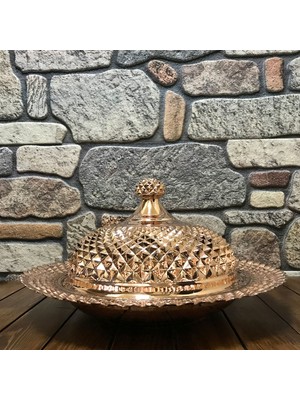 Efemir Piramit Işlemeli Bakır Pilavlık 40 cm
