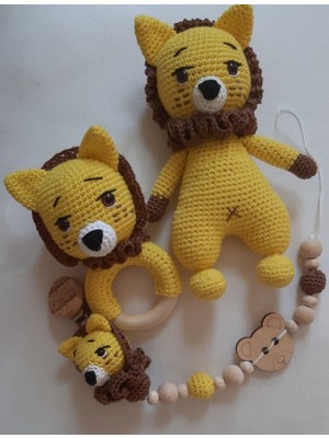 Oyuncak Park Aslan Kral Uyku Arkadaşı Seti Amigurumi Organik Oyuncak
